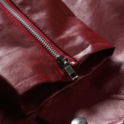 Hot OUKU Men's Faux Leather Jacket Biker Jacket Red Leather Jacket Athleisure Daily Wear Buckle All Seasons Solid / Plain Color Punk Fashion Casual Lapel Regular Faux Leather Black Red Jacket