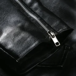 Hot OUKU Men's Faux Leather Jacket Biker Jacket Red Leather Jacket Athleisure Daily Wear Buckle All Seasons Solid / Plain Color Punk Fashion Casual Lapel Regular Faux Leather Black Red Jacket