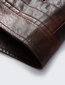 Best OUKU Men's Faux Leather Jacket Fleece Jacket Biker Jacket Motorcycle Jacket Daily Vacation Windproof Warm Pocket Fall & Winter Plain Fashion Classic Lapel Regular Black Red Brown Coffee Jacket