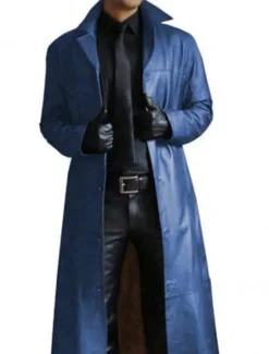 Discount OUKU Men's Faux Leather Jacket Winter Coat Faux Leather Trench Coat Transition Jacket Trench Coat Business Casual Artificial Leather Windproof Outerwear Clothing Apparel Chic & Modern Single Breasted