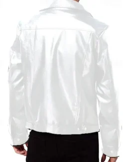 Online OUKU Men's Faux Leather Jacket Biker Jacket Red Leather Jacket Motorcycle Jacket Daily Vacation Windproof Warm Pocket Fall & Winter Plain Fashion Classic Lapel Regular Faux Leather Black White Wine Dark