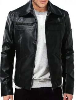 Online OUKU Men's Faux Leather Jacket Biker Jacket Red Leather Jacket Motorcycle Jacket Daily Vacation Windproof Warm Pocket Fall & Winter Plain Fashion Classic Lapel Regular Faux Leather Black White Wine Dark
