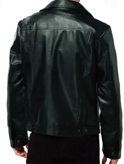 Online OUKU Men's Faux Leather Jacket Biker Jacket Red Leather Jacket Motorcycle Jacket Daily Vacation Windproof Warm Pocket Fall & Winter Plain Fashion Classic Lapel Regular Faux Leather Black White Wine Dark