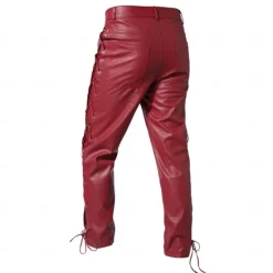 OUKU Men's Faux Leather Pants Casual Pants Straight Leg Solid Colored Sports Full Length Casual Nightclub Clubwear Streetwear Casual Black Wine Inelastic