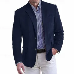 Best OUKU Men's Faux Suede Jacket Faux Suede Blazer Business Attire Company Party Fashion Casual Fall / Winter Faux Suede Plain Pocket Buttons Comfortable Single Breasted Blazer Dark Navy Brown Green khaki