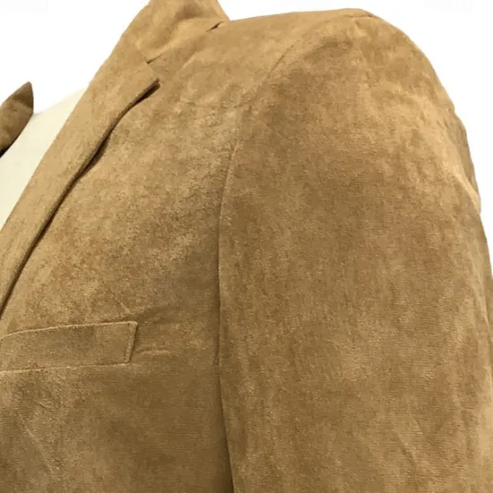 Hot OUKU Men's Faux Suede Jacket Faux Suede Blazer Business Attire Company Party Fashion Casual Fall / Winter Faux Suede Plain Pocket Buttons Comfortable Single Breasted Blazer Navy Blue Brown Green khaki