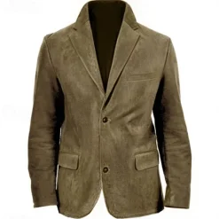 Outlet OUKU Men's Faux Suede Jacket Faux Suede Blazer Business Cocktail Party Wedding Party Fashion Casual Fall / Winter Polyester Faux Suede Plain Pocket Buttons Comfortable Single Breasted Blazer Dark Navy
