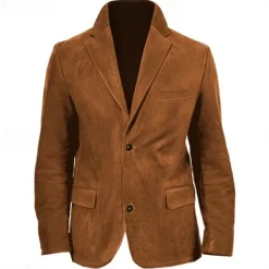 Outlet OUKU Men's Faux Suede Jacket Faux Suede Blazer Business Cocktail Party Wedding Party Fashion Casual Fall / Winter Polyester Faux Suede Plain Pocket Buttons Comfortable Single Breasted Blazer Dark Navy
