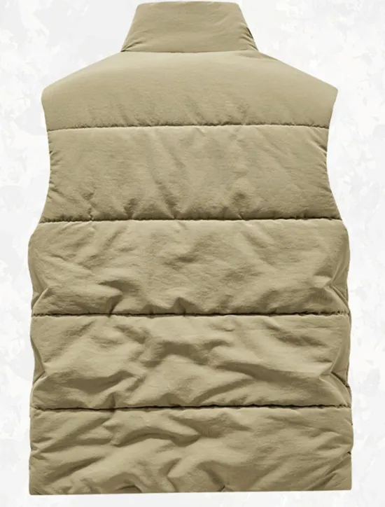 Online OUKU Men's Fishing Vest Daily Casual Spring & Fall Pocket Polyester Comfortable Solid Color Zipper Stand Collar Black Khaki Dark Blue Dark Gray Vest