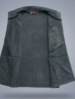 Best OUKU Men's Fishing Vest Daily Casual Fall & Winter Pocket Fleece Polyester Thermal Warm Plain Zipper Stand Collar Regular Fit Black Army Green Dark Blue Dark Gray Vest