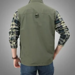 Online OUKU Men's Fishing Vest Hiking Vest Sleeveless Outerwear Zip Top Top Outdoor Multi-Pockets Breathable Quick Dry Sweat-Wicking Summer Black khaki Navy Blue Hunting Fishing Climbing