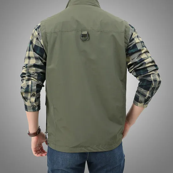 Online OUKU Men's Fishing Vest Hiking Vest Sleeveless Outerwear Zip Top Top Outdoor Multi-Pockets Breathable Quick Dry Sweat-Wicking Summer Black khaki Navy Blue Hunting Fishing Climbing