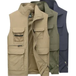 Discount OUKU Men's Fishing Vest Hiking Vest Work Vest Sleeveless Vest / Gilet Jacket Top Outdoor Breathable Quick Dry Lightweight Sweat wicking Military color Blue khaki Fishing Climbing Camping / Hiking / Caving