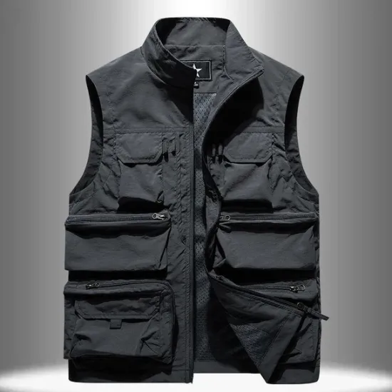 OUKU Men's Fishing Vest Hiking Vest Vest / Gilet Top Outdoor Breathable Water Resistant Quick Dry Lightweight Black Grey khaki Climbing Camping / Hiking / Caving / Military / Multi Pockets