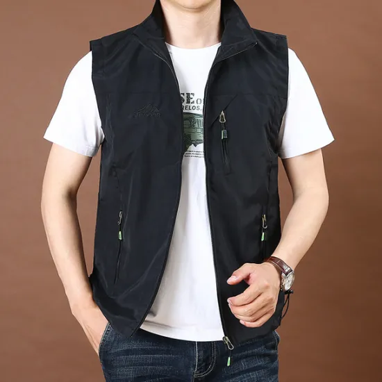 Discount OUKU Men's Fishing Vest Hiking All Seasons Nylon Waterproof Quick Dry Solid Color Black Army Green Red Royal Blue Vest