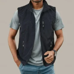 Discount OUKU Men's Fishing Vest Hiking All Seasons Nylon Waterproof Quick Dry Solid Color Black Army Green Red Royal Blue Vest
