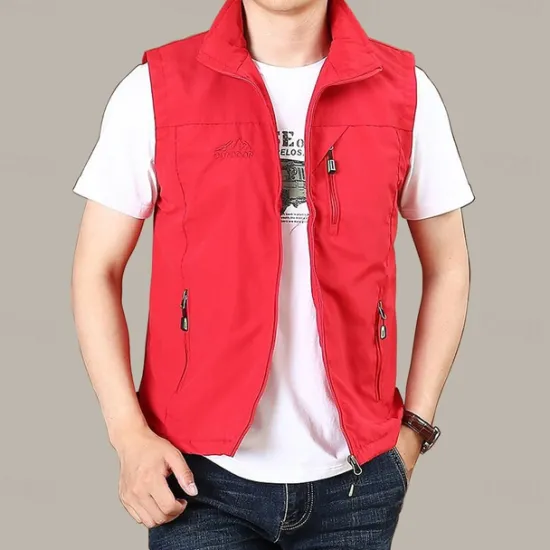 Discount OUKU Men's Fishing Vest Hiking All Seasons Nylon Waterproof Quick Dry Solid Color Black Army Green Red Royal Blue Vest