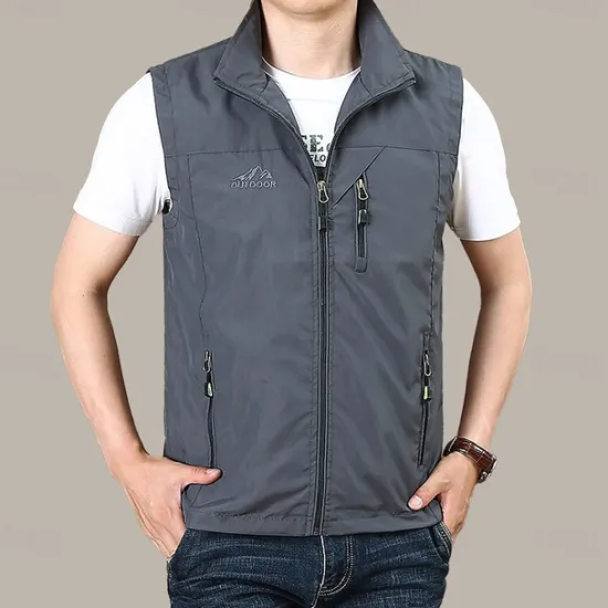 Discount OUKU Men's Fishing Vest Hiking All Seasons Nylon Waterproof Quick Dry Solid Color Black Army Green Red Royal Blue Vest