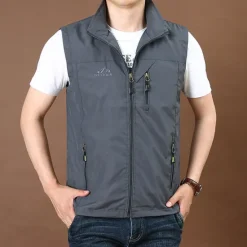 Discount OUKU Men's Fishing Vest Hiking All Seasons Nylon Waterproof Quick Dry Solid Color Black Army Green Red Royal Blue Vest