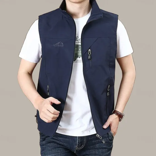 Discount OUKU Men's Fishing Vest Hiking All Seasons Nylon Waterproof Quick Dry Solid Color Black Army Green Red Royal Blue Vest