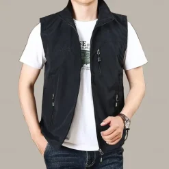 Discount OUKU Men's Fishing Vest Hiking All Seasons Nylon Waterproof Quick Dry Solid Color Black Army Green Red Royal Blue Vest