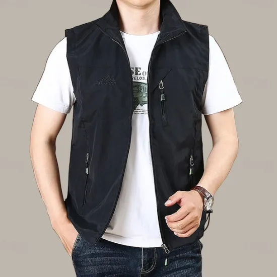 Discount OUKU Men's Fishing Vest Hiking All Seasons Nylon Waterproof Quick Dry Solid Color Black Army Green Red Royal Blue Vest