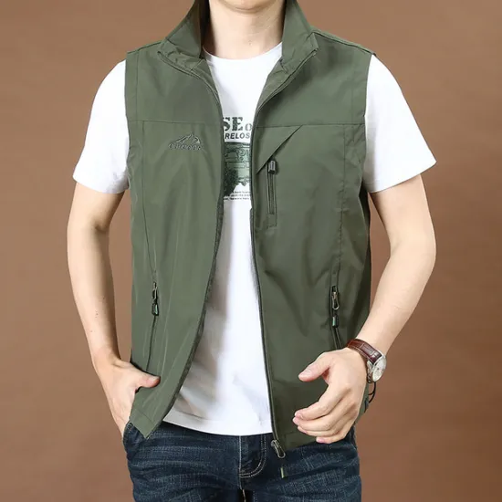 Discount OUKU Men's Fishing Vest Hiking All Seasons Nylon Waterproof Quick Dry Solid Color Black Army Green Red Royal Blue Vest