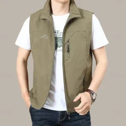 Discount OUKU Men's Fishing Vest Hiking All Seasons Nylon Waterproof Quick Dry Solid Color Black Army Green Red Royal Blue Vest