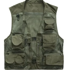 Outlet OUKU Men's Fishing Vest Hiking Vest Work Vest Outdoor Multi-Pockets Quick Dry Lightweight Breathable Autumn / Fall Spring Summer Vest / Gilet Mesh Camping / Hiking Hunting Fishing Blue khaki Green