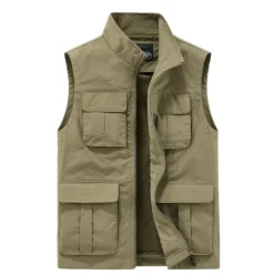 Hot OUKU Men's Fishing Vest Hiking Vest Top Outdoor Breathable Quick Dry Multi Pockets Black khaki Dark Blue Fishing Climbing Camping / Hiking / Caving