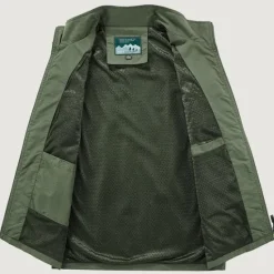 Hot OUKU Men's Fishing Vest Hiking Vest Top Outdoor Breathable Quick Dry Multi Pockets Black khaki Dark Blue Fishing Climbing Camping / Hiking / Caving