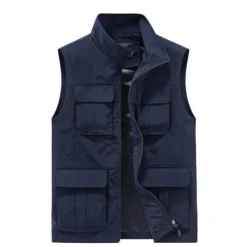 Hot OUKU Men's Fishing Vest Hiking Vest Top Outdoor Breathable Quick Dry Multi Pockets Black khaki Dark Blue Fishing Climbing Camping / Hiking / Caving