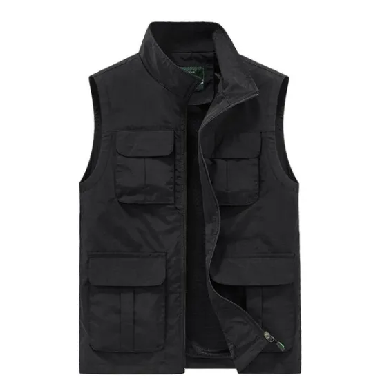 Hot OUKU Men's Fishing Vest Hiking Vest Top Outdoor Breathable Quick Dry Multi Pockets Black khaki Dark Blue Fishing Climbing Camping / Hiking / Caving