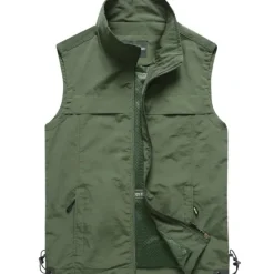 Clearance OUKU Men's Fishing Vest Hiking Vest Top Outdoor Breathable Quick Dry Multi Pockets Summer Mesh Polyester Navy Black khaki Climbing Camping / Hiking / Caving