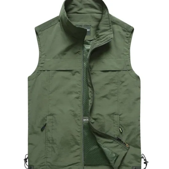 Clearance OUKU Men's Fishing Vest Hiking Vest Top Outdoor Breathable Quick Dry Multi Pockets Summer Mesh Polyester Navy Black khaki Climbing Camping / Hiking / Caving