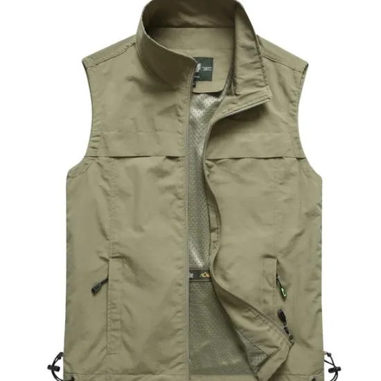 Clearance OUKU Men's Fishing Vest Hiking Vest Top Outdoor Breathable Quick Dry Multi Pockets Summer Mesh Polyester Navy Black khaki Climbing Camping / Hiking / Caving