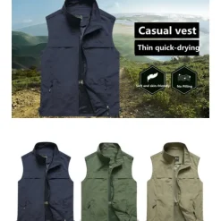 Clearance OUKU Men's Fishing Vest Hiking Vest Top Outdoor Breathable Quick Dry Multi Pockets Summer Mesh Polyester Navy Black khaki Climbing Camping / Hiking / Caving