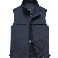 Clearance OUKU Men's Fishing Vest Hiking Vest Top Outdoor Breathable Quick Dry Multi Pockets Summer Mesh Polyester Navy Black khaki Climbing Camping / Hiking / Caving