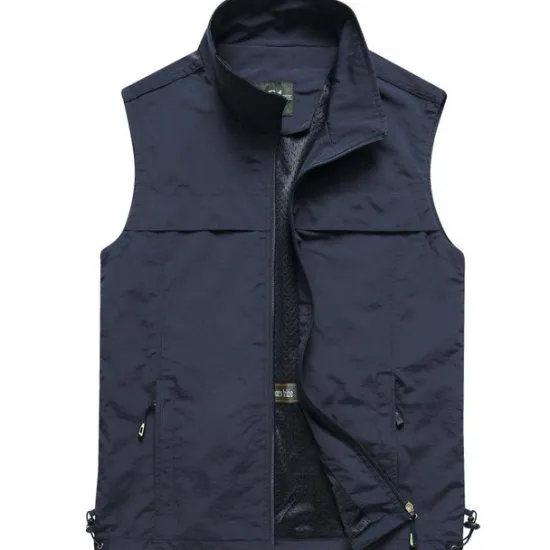 Clearance OUKU Men's Fishing Vest Hiking Vest Top Outdoor Breathable Quick Dry Multi Pockets Summer Mesh Polyester Navy Black khaki Climbing Camping / Hiking / Caving
