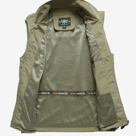 Clearance OUKU Men's Fishing Vest Hiking Vest Top Outdoor Breathable Quick Dry Multi Pockets Summer Mesh Polyester Navy Black khaki Climbing Camping / Hiking / Caving