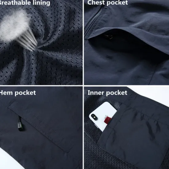 Clearance OUKU Men's Fishing Vest Hiking Vest Top Outdoor Breathable Quick Dry Multi Pockets Summer Mesh Polyester Navy Black khaki Climbing Camping / Hiking / Caving