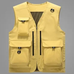 New OUKU Men's Fishing Vest Hiking Vest Vest / Gilet Top Outdoor Portable Ultra Light (UL) Breathable Lightweight Beige gray Black Yellow Fishing Beach