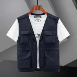 OUKU Men's Fishing Vest Hiking Vest Top Outdoor Breathable Lightweight Multi Pockets Comfortable Black Blue Grey Fishing Climbing Camping / Hiking / Caving