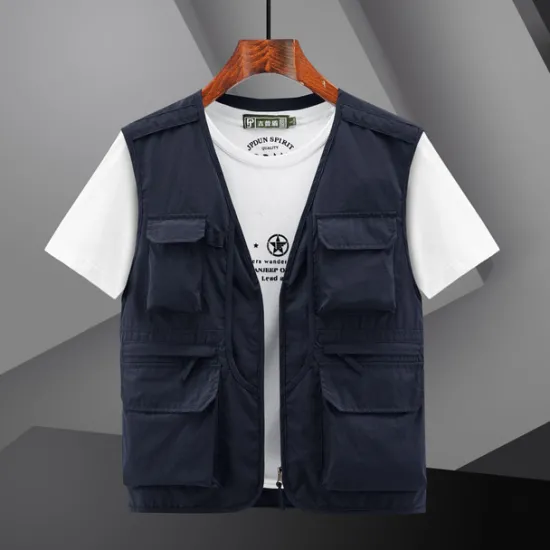 OUKU Men's Fishing Vest Hiking Vest Top Outdoor Breathable Lightweight Multi Pockets Comfortable Black Blue Grey Fishing Climbing Camping / Hiking / Caving