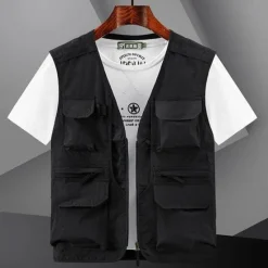 OUKU Men's Fishing Vest Hiking Vest Top Outdoor Breathable Lightweight Multi Pockets Comfortable Black Blue Grey Fishing Climbing Camping / Hiking / Caving