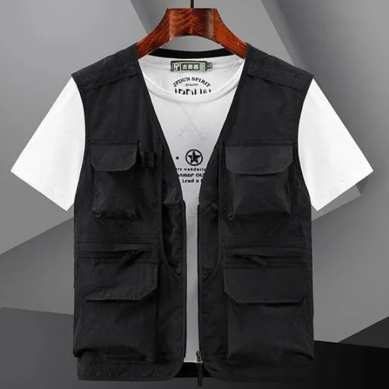 OUKU Men's Fishing Vest Hiking Vest Top Outdoor Breathable Lightweight Multi Pockets Comfortable Black Blue Grey Fishing Climbing Camping / Hiking / Caving