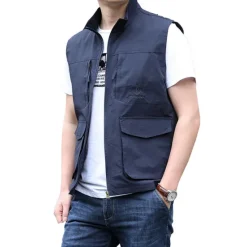 Outlet OUKU Men's Fishing Vest Hiking Vest Top Outdoor Breathable Water Resistant Zipper Pocket Multi Pockets Polyester Army Green Khaki Dark Blue Fishing Climbing