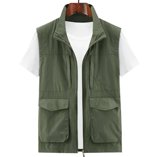Outlet OUKU Men's Fishing Vest Hiking Vest Top Outdoor Breathable Water Resistant Zipper Pocket Multi Pockets Polyester Army Green Khaki Dark Blue Fishing Climbing