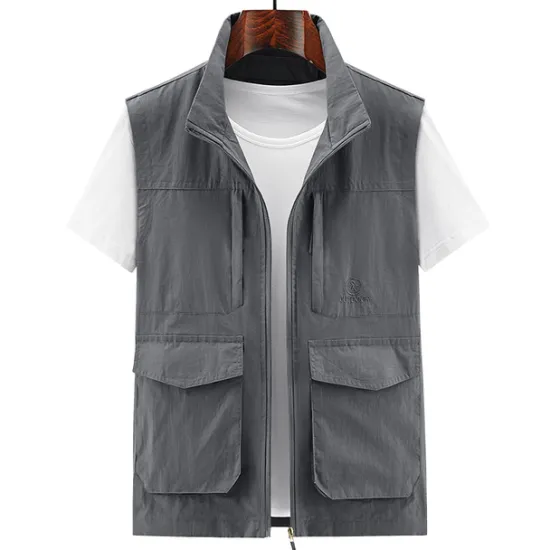 Outlet OUKU Men's Fishing Vest Hiking Vest Top Outdoor Breathable Water Resistant Zipper Pocket Multi Pockets Polyester Army Green Khaki Dark Blue Fishing Climbing