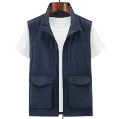 Outlet OUKU Men's Fishing Vest Hiking Vest Top Outdoor Breathable Water Resistant Zipper Pocket Multi Pockets Polyester Army Green Khaki Dark Blue Fishing Climbing